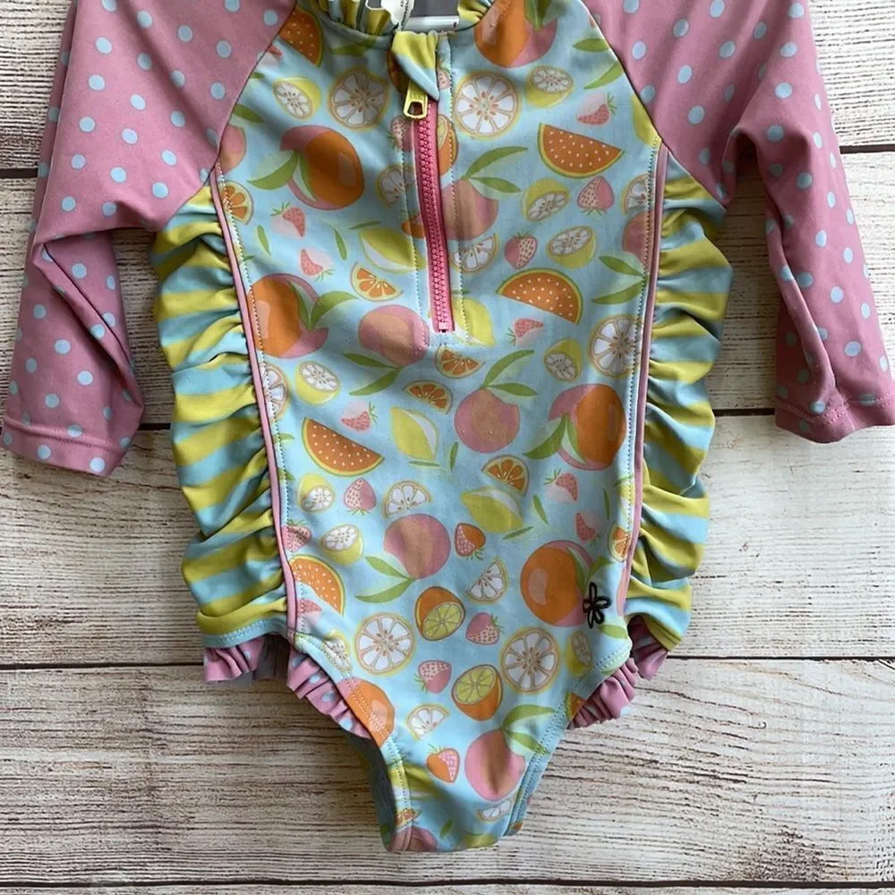 MATILDA JANE LONG SLEEVE SWIMSUIT‎ IN PINK AND GREEN PRINT